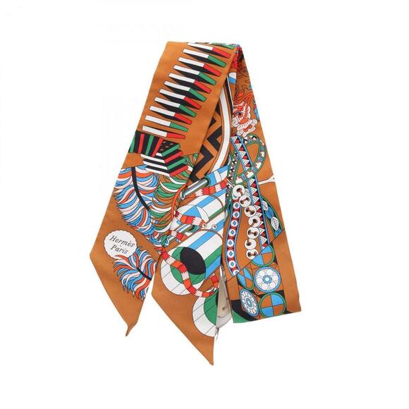 HERMES Brown Silk Scarf - Picture 2 of 6